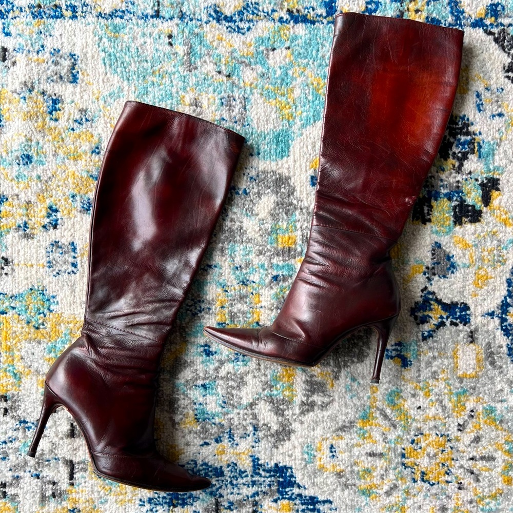 Gucci Knee High Oxblood Stiletto Boots